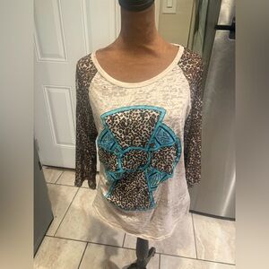 Leopard Print Raglan Sleeve Top